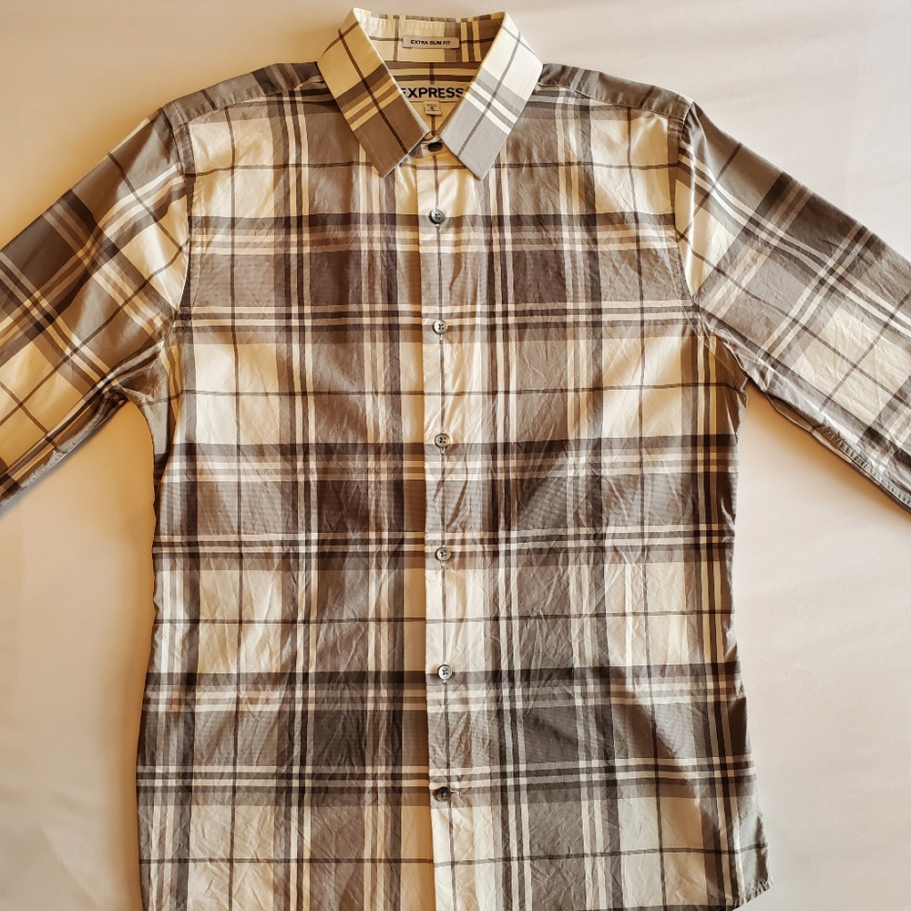 Express Mens Extra Slim Fit Button Up Shirt Size M